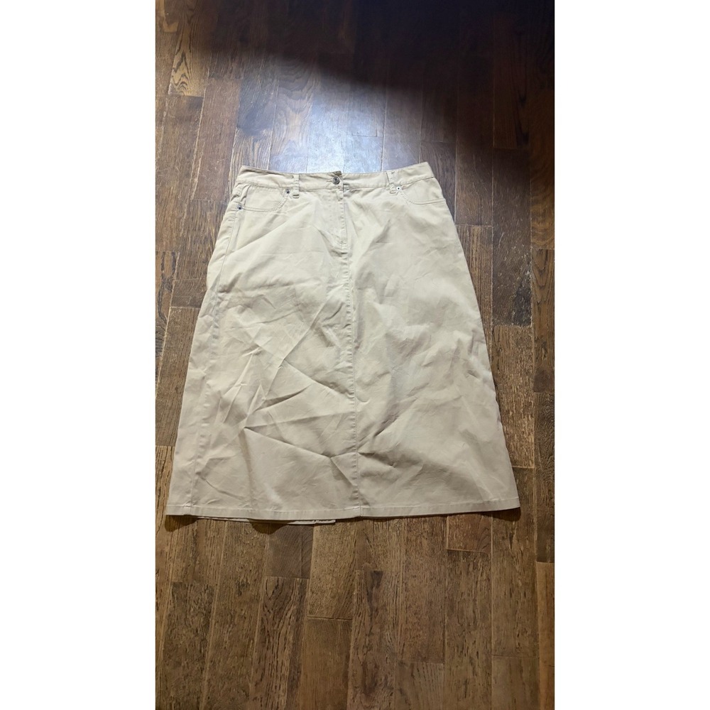 Talbots Petites Pencil Skirt Cotton Twill Beige Knee Length Size 12p